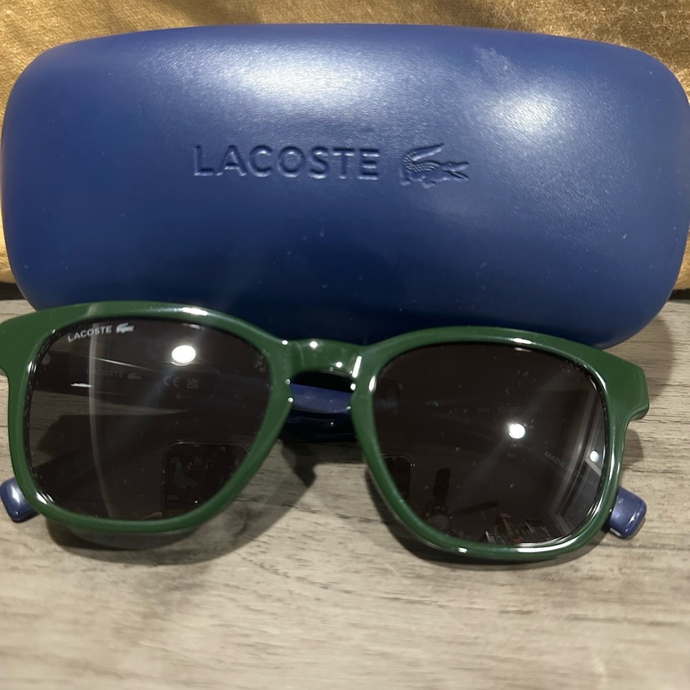 Lacoste Dark Green Sunglasses with Blue Case
